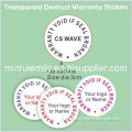 Custom Tamper Evident Labels,transparent Warranty Stickers,clear Ultra Destruct Vinyl Materials 